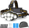 MLIAIMCE Stirnlampe, Superheller Stirnlampe LED Wiederaufladbar 18000 Lumen 8 LED 8 Modi Mit Rotlicht Warnlicht Kopflampe,IPX4 Wasserdicht,Perfekt Für Camping,Fischen,Outdoor,Joggen,Arbeit,Wandern