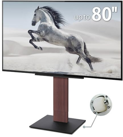 WALL V5 Low Type | Japanischer Rollender, Verschiebbarer und Freistehender 32-80 Zoll Universal TV-Ständer mit verdeckten Rollen | Walnuss