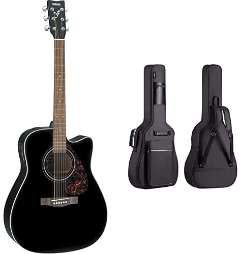Yamaha FX370C Cutaway Chitarra Elettroacustica, Nero & CAHAYA Custodia per Chitarra Universale [Nuova Versione Migliorata] Imbottita con 2 Tasche per Chitarra Acustica Classica ed Elettrica