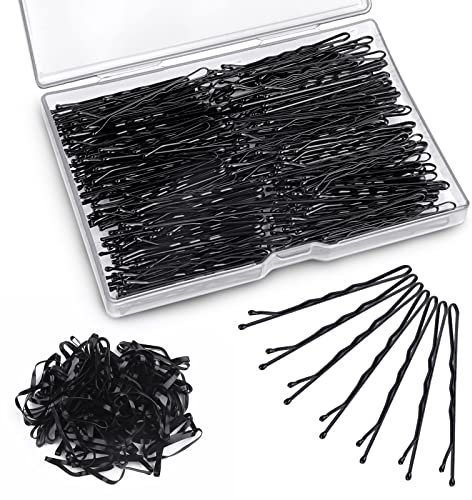 200 Stück Haarnadeln, Bobby Pins mit 100 Stück Haargummis, Sehr Stabil Hochsteckfrisuren Zubehör, Metall Frisuren Zubehör, Haarnadeln Hochzei Haarklemmen für Damen Mädchen Kinder Friseursalon -Schwarz