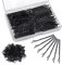 200 Stück Haarnadeln, Bobby Pins mit 100 Stück Haargummis, Sehr Stabil Hochsteckfrisuren Zubehör, Metall Frisuren Zubehör, Haarnadeln Hochzei Haarklemmen für Damen Mädchen Kinder Friseursalon -Schwarz