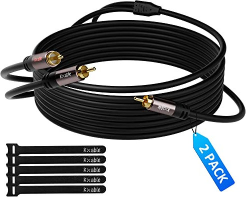 RCA Y-Adapter Splitter Cable (2 Pack-8FT+8FT), 1 RCA Male to 2 RCA Male Stereo Audio Subwoofer Cable, Bi-Directional, for Home Theater, Hi-Fi System, Amplifier, Speaker, 24K Gold Plated, OD:5.0MM