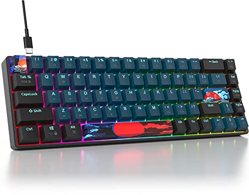 Ussixchare 68 Keys 65 Percent Keyboard Mechanical RGB Wired 65% Gaming Keyboard with PBT Backlit Keycaps,with Linear Red Switches for Windows PC Gamers(68 Monstor)