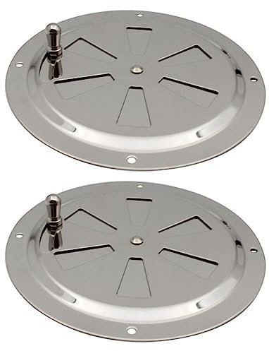 2 Stück Lüftungsplatte Runde, 5 Zoll Lüftungsrosette Verschließbar Belüftungsgitter Abluftgitter Edelstahl 316 Lüfterblech Kiemenlüfter Grill Lüftungsschieber Entlüftungsgitter für Yachten Boot RV