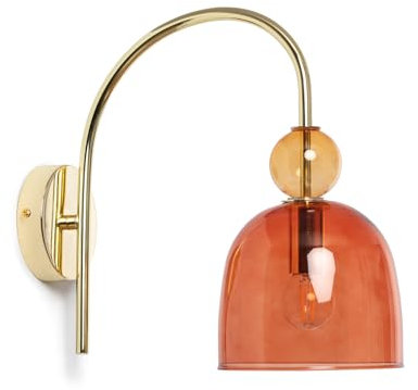 LEDKIA LIGHTING - Wandleuchte Baudelaire | Elegantes Design | Metall & Glas | Für Vintage-Stil | E14 Fassung, Rot, Glas