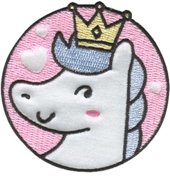 Catch the Patch Einhorn Krone Aufnäher zum Aufbügeln Fantasy 6 x 6,5 cm Bügelbild für Kinder Mädchen mit Glitzer Regenbogen Prinzessin, Bastel DIY Mitbringsel Kindergeburtstag Geschenk