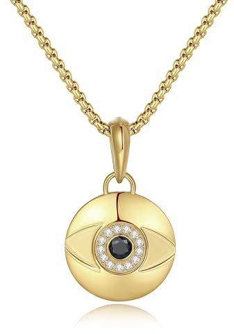 GAVU Nazar Auge Kette für Herren Damen edelstahl, Böse Blick Halskette mit Zirkonia, Evil Eye Anhänger Halskette für Männer und Frauen Gold 55cm