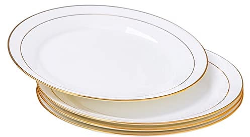 New Bone China Dinner Sets White Porcelain Plates,Dessert Plate,Serving Plate,Round Lunch Salad Plates Porcelain Serving Plates,White Dinner Plate With Gold Rim,Dinner Plate,4 Pieces Dinner Plate Porc