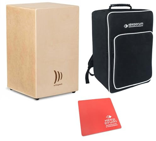 schlagwerk CBA10S Cajon Bausatz Montageset + keepdrum Rucksack + Sitzpad rot