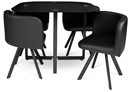 Milton & Oldbrook Sofia Esstisch mit 4 Stühlen, Schwarz MIFU000036-BK