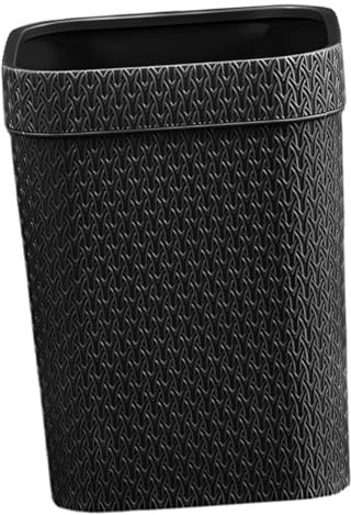 KOMBIUDA Imitation Rattan Woven Trash Can Large Capacity Plastic Waste Paper Basket Lidless Waste Container for Home Kitchen Office Room