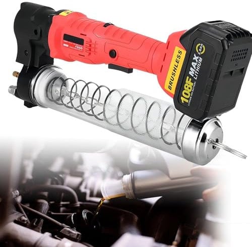DPLXFPP Cordless Electric Grease Gun, Battery Powered Grease Gun with 2 lithium batteries, Rechargeable High Pressure battery grease gun, Oil outlet pressure 12000psi, oil outlet volume 120g/min