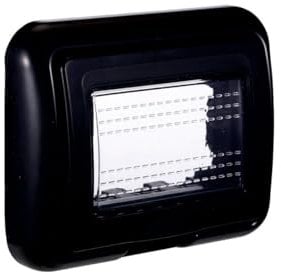 Placca con Coperchio, Supporto Stango Idrobox IP55, Compatibile con Bticino Living Light, Coperchio Modulo Cassetta (3 Posti/Moduli,Nero)