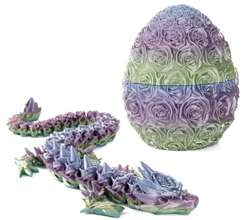 Aosrioylt Mythical Pieces 3D Printed Dragon Egg, Articulated Dragon Toys, Rotatable Crystal Egg for Desk, Living Room, Home Office, Party Decor (Rose Colorful)