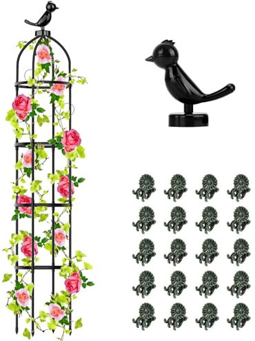 Hysagtek Obelisco de jardín, soporte para plantas trepadoras, enrejado de obelisco para plantas trepadoras, 145 cm de alto, enrejado para flores, enrejado de enrejado de vides de jardín para