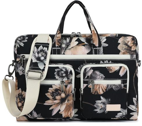 DACHEE - Borsa a tracolla per laptop da 15-15,6 pollici, per MacBook Pro 16, HP Lenovo Dell 14 pollici, borsa impermeabile, nuovo loto (New Lotus Bag)