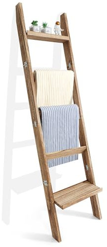 NIUBEST Ladder Decorative Farmhouse for The Living Room, 5-Tier Ladder Shelf, Ladder Rack for Storage and Decor (Carbonized Black)