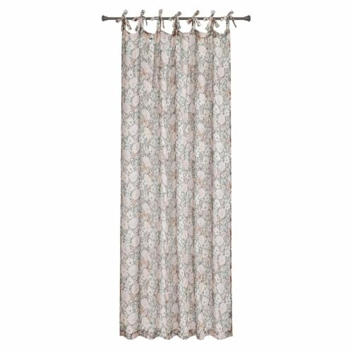 Loberon Gardine Cappellina, rosa | Florales Muster, Lichtdurchlässig, Sanfte Pastelltöne, mit Dekorativen Bindebändern, Fensterdekoration, Vorhang, Leinen