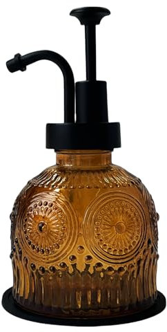 Birugen Vintage Soap Dispenser for Bathroom,Glass Kitchen Soap Dispenser with Pump,Farmhouse Antique,Cute Small Rustic Decor(Brown)