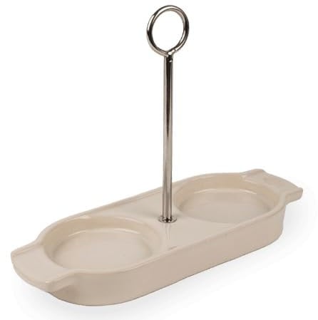 PEUGEOT - Keramik-Tablett mit Griff für zwei Mühlen - Maße: 21,2 cm x 16 cm - Französisches Know-how - Ecru