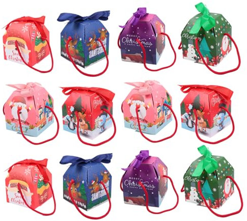 Hoement 12er-pack Weihnachts-aufbewahrungsbehälter Weihnachts-süßigkeiten-boxen Dekorationen Verpackungsboxen Für Die Weihnachtsfeier Leicht Zu Tragen