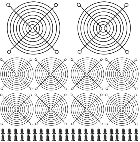 Joycabin 10 griglie per ventole da 120 mm, in metallo, con viti, griglia di protezione in metallo, per ventola CPU da 120 x 120 mm, ventola di raffreddamento per computer