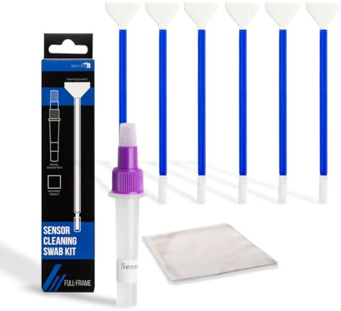 REFLEX CAMERA Kit de nettoyage professionnel pour capteur plein cadre de 24 mm – 6 tampons de nettoyage, chiffon en microfibre, solution sans alcool de 3 ml – Nettoyage sûr et sans résidus pour