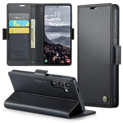 Phernykas Coque pour Samsung Galaxy S24 FE Étui Portefeuille Cover en Cuir PU Wallet avec Cartes Magnétique et RFID Protection Antivol Folio Housse S24 FE Case, Noir