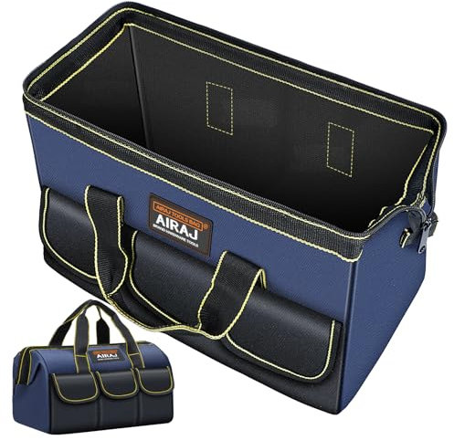 Tool Bag | AIRAJ 18 In Small Tool Bag | Wide Mouth Tool Bags for Men and Women | 44×24×29 cm | Tool Organizer for Home Repairs,Garage Storage,Professional Work | Portable Tool Box