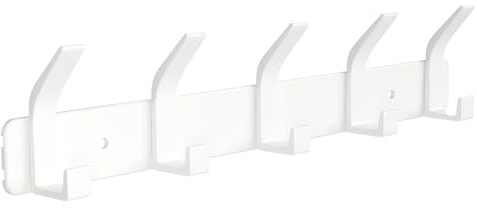 Sarsumir Appendiabiti da Parete, Attaccapanni da Muro Con 5 Ganci Appendiabiti da Muro Per Ingresso Camera Da Letto Soggiorno Ganci Appendiabiti, Bianco Puro