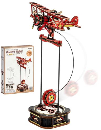 ROKR 3D Puzzle Holz, Holzmodellbausatz, Gravity Swing dynamisches Gleichgewichts Ornament, Himmelskapitän Modellbausätze für Erwachsene, Weihnachtsgeburtstagsge, Sky Captain MCD01