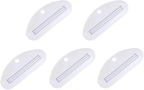 Zahnpasta-Quetscher aus Kunststoff, weiß, Zahnpasta-Spender, Zahnpasta-Clips zum Sparen von Zahnpasta, kinderfreundlich, einfach und praktisch, Hilfsmittel und Zubehör, 5 Stück