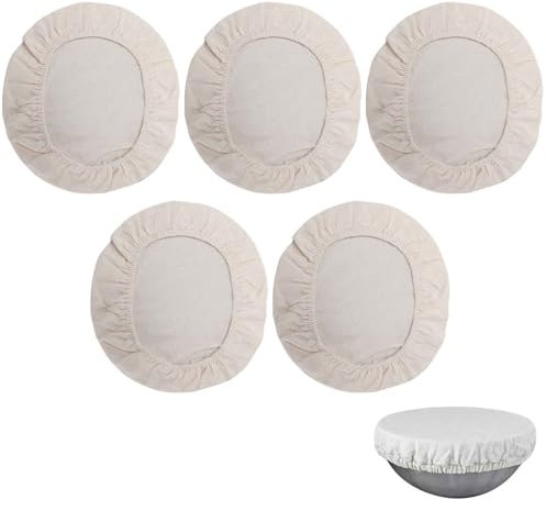 Sourdough Starter Bowl Covers 5PCS Reusable Sourdough Starter Jar Cloth Cover Elastic Fabric Caps Bread Proofing Bowl Lid Dough Basket Cover
