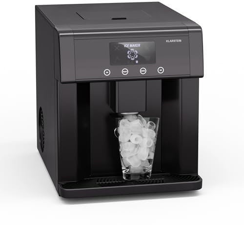Klarstein Eiswürfelmaschine – Edelstahl-Eiswürfelbereiter, 3 Eiswürfelgrößen, 15 kg/24 h, Touch-Display, 3-Liter-Wassertank, Eiswürfelspender, Ice Maker, Schwarz