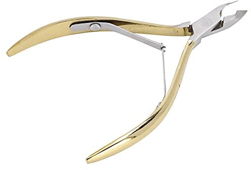 ZJchao Stainless Steel Cuticle Nippers Dead Skin Scissors Pliers Pedicure Manicure Tool with Arc Cutting for Trimming Nail Barbs (Gold)