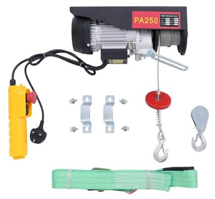 Electric Hoist with Wired Remote Control 250kg 550W Electric Hoist with Dual Cable Lifting and 18m Steel Wire for Construction Warehouse Etc