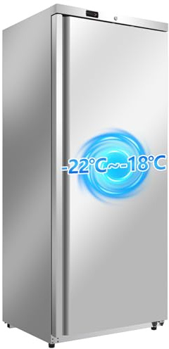 Rockit 600L Commercial Freezer, Stainless Steel Upright Freezer with Fan Cooling, 4 Adjustable Shelves, -22°C to -18° Catering Refrigerator for Restaurant, Kitchen, Energy Class B