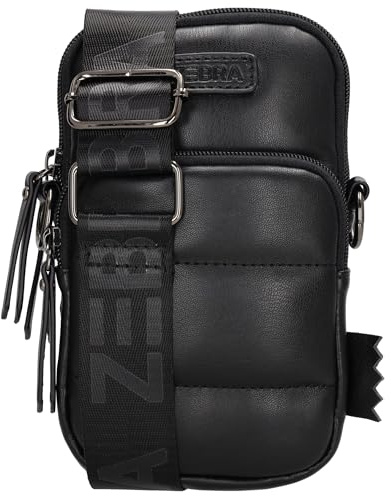 Zebra Trends - Evie Puffer Handytasche Damen Crossbody - Schwarz | Schultertasche mit 3 Reißverschlussfächern, abnehmbarem & verstellbarem Schultergurt, Umhängetasche für Handy und Karten
