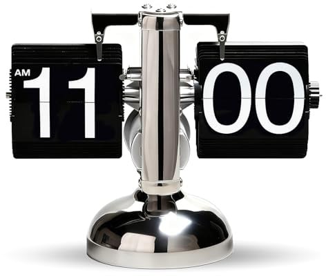 Flip-Uhr Retro, mit Digitalanzeige, Zahnradmechanismus & Handgefertigten PVC-Seiten, Retro Mechanisches Design, Ideal für Heim- und Bürozubehör, Einzigartiges Zeitmessgerät für Tisch oder Wand