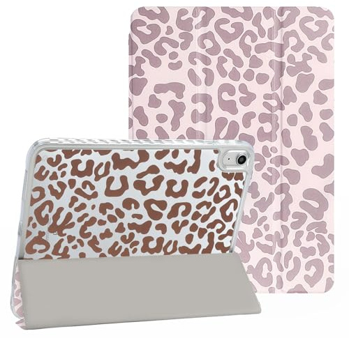 Fycyko Compatibile con iPad (A16) di 11a generazione 11 pollici 2025/iPad 10a generazione 10,9 pollici 2022, design carino leopardato con portamatite, sottile folio stand antiurto custodia protettiva