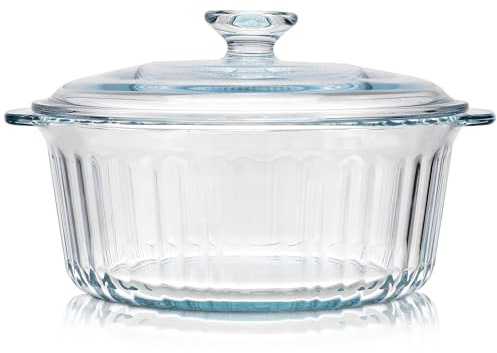 INOOMP Casserole en Verre Borosilicate 4 Litres Couvercle, Marmite Ronde Résistante pour Cuisson Saine, Plat à Gratin Transparent Cuisine Familiale