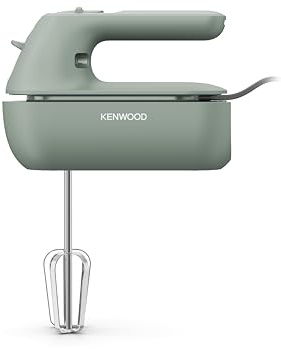 Kenwood QuickMix Go Sbattitore Elettrico Portatile con Custodia Integrata, Fruste e Ganci per impastare in Acciaio Inox, 5 Velocità, 30% realizzato con Plastica Riciclata, 350W, Verde (HMP40.000GR)