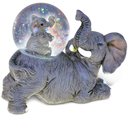 COTA Global Schneekugel Elefant – Wildtier-Wasserkugel mit funkelndem Glitzer, Zoo-Sammelstück, Neuheit Ornament für Heimdekoration, für Geburtstage, Weihnachten, Valentinstag – 45 mm