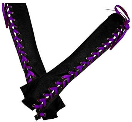 Black Out Satin Armstulpen mit Schnürung lila
