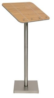 SECURIT - Informationsdisplay mit Standpfosten und Fuß - Edelstahl + Laminierte Holzplatte - Gummispanner und integrierte Halterungen - Für Restaurants, Cafés, Bars - 113,7 x 54,2 x 36,7 cm