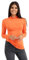 janisramone® Polo Shirts for Women UK, Long Sleeves Turtle Neck Womens Polo Shirt, Stretchy Long Sleeve Tops Women UK, Women s Roll Neck Polo T Shirt Size 8-26 Orange