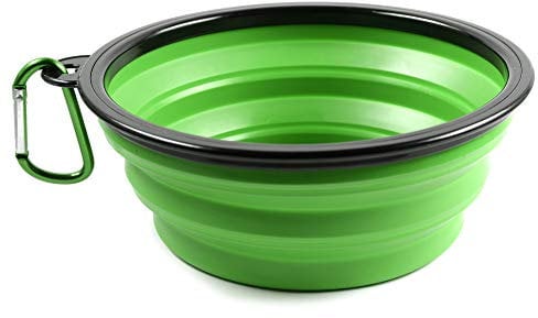 PhoneNatic Ciotola pieghevole per cani in silicone verde, ciotola da viaggio per cani e gatti con moschettone, XL, verde, 1000 ml, 60014771