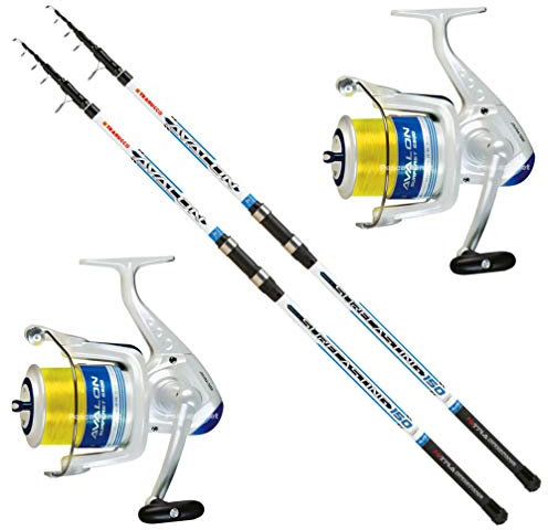 Trabucco Kit SURFCASTING Composto da 2 Canna Avalon 4 m 150 Gr + 2 Mulinello Avalon 6500 con Filo