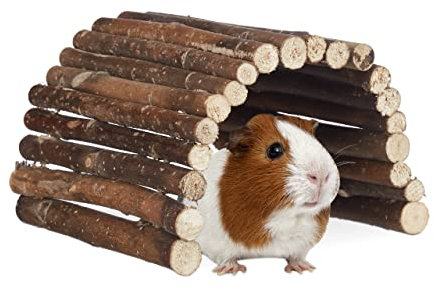 Relaxdays 10x Nagerbrücke Holz im Set, Tunnel für Kleintierkäfig, Hamster, Meerschweinchen, flexibel biegen, HBT 2x29x17cm, Natur