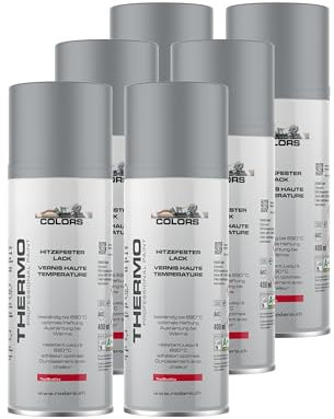 COLORS Hitzefest Sprühlack - 400ml Hochtemperatur Spraydose - 6er Set Silber matt